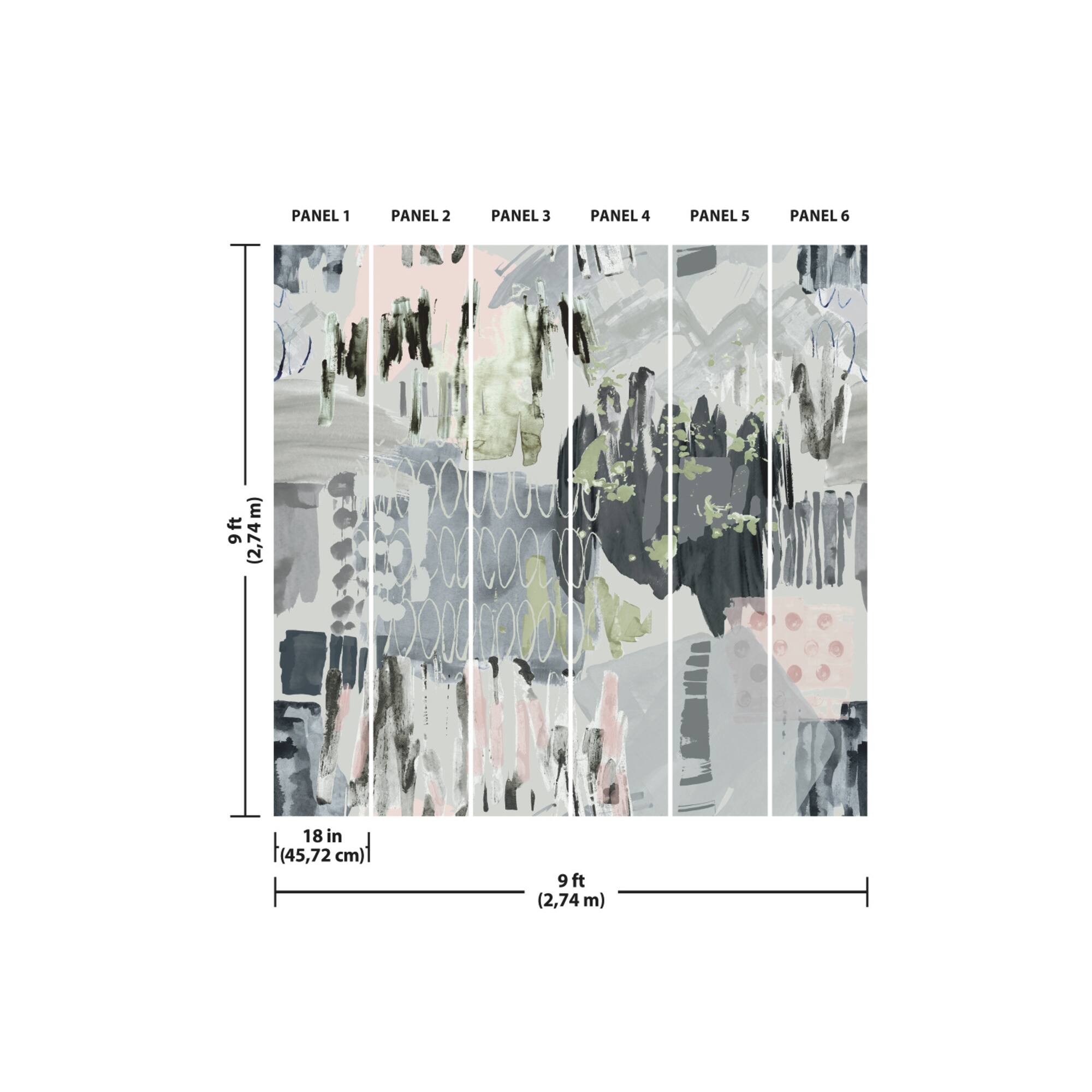 RoomMates Tamara Day Gray Abstraction Peel & Stick Wallpaper Mural
